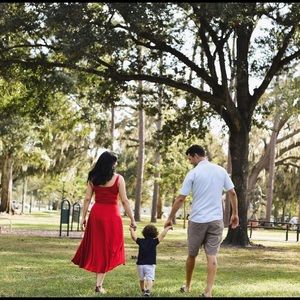 Red Reformation Cotton MIDI Dress